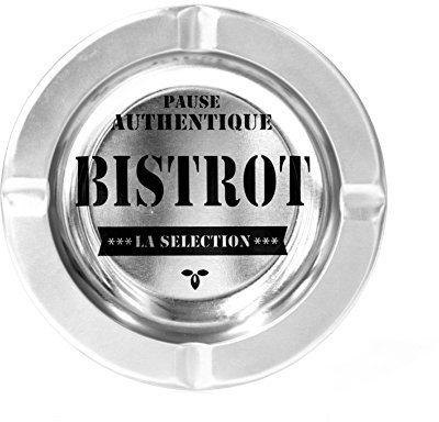 Totally Addict TB1013 cenicero Bistrot, Metal, Negro/Plata, 13,5 x 13,5 x 1,7 cm