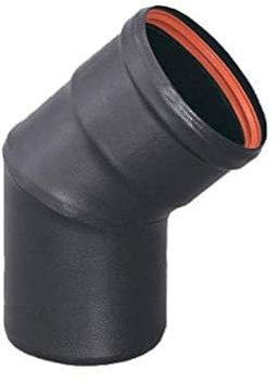 S&M 485541 Rohrbogen 45° M-H emailliert 850° C-Ø80mm für Rauchabzug Kamin- und Pelletkamin schwarz