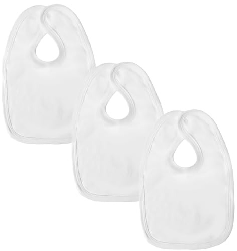 Baban Baby Cotton Dribble Bibs Baby Bibs Teething 3 Pack, White