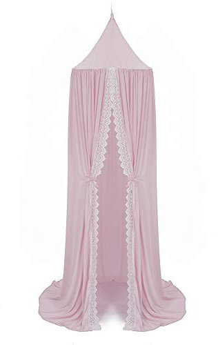 Betthimmel Kinder Moskitonetz, Baldachin Runde Kuppel, Schlafzimmer Dekoration (Betthimmel Chiffon Rosa)
