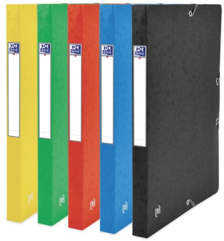 Oxford Sammelbox A4, Top File +, aus Karton, 2,5 cm Rückenbreite, 5 Farben, 12 Stück