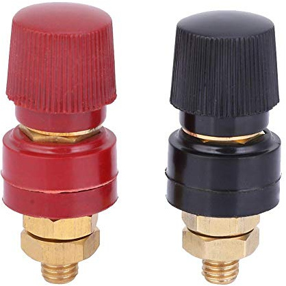 2 Stk. 555 Typ Binding Post Buchse, Gewinde Batteriepole M8 Adapter, 0V-380V, 200A Bananenstecker Buchse, Bananenbuchse mit Messing Säulenanschlussblock, Lautsprecher Terminal 2 Pol