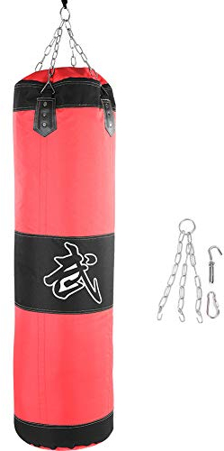 Leerer Box-Boxsack, Trainings-Box-Haken-Kick-Sandsack, Kampf-Karate-Punch-Boxsack, hängender Box-Sandsack, Boxen für Erwachsene und Kinder (rot-1 m)