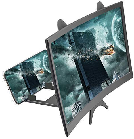 MESURE 12 Telefon Bildschirm-Vergrößerungsglas, Tragbare 12-Zoll-Handy-Bildschirmlupe for Filme, Videos, Spiele, Beweglicher HD Smart Phone Screen Amplifier (Color : Black, Size : 12 inches)