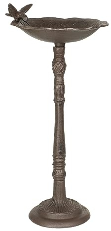 Moritz Fågelbad gjutjärn vilda fågelbad för trädgård fågelbad med stativ antik design 58 cm hög brun