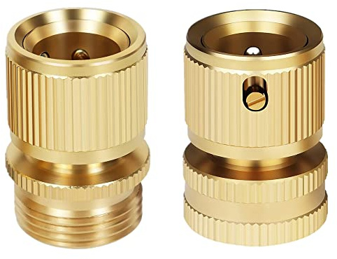 CZSYZCZS Garden Hose 3/4 inch Female & Male Quick Connector, Brass Quick Connectors 3/4 Male Thread 3/4 Female Thread, Water Hose End Brass Connector Fitting 1 Pair(Kit 1)