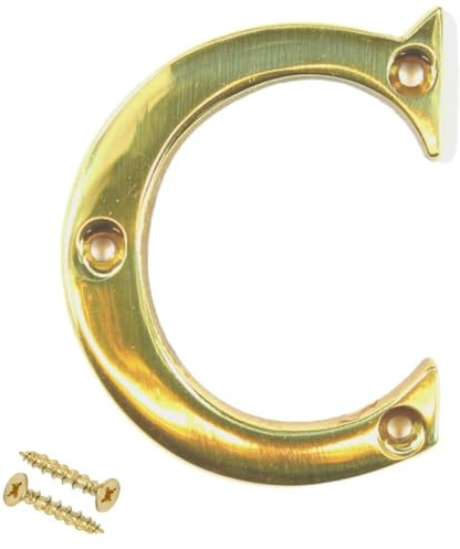Chiffres de porte en laiton – Lettres C à visser 7,6 cm, élégants et audacieux, adaptés pour les portes en bois, uPVC et composite