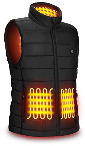 Gilet Riscaldato per Donna/Uomo, AGUG Giubbotto Riscaldante Elettrico 3 Livelli Di Temperatura Lavabile Giacca Riscaldabile per Inverno Caccia Moto Lavoro All'aperto Campeggio(No Batteria) Uomo-S
