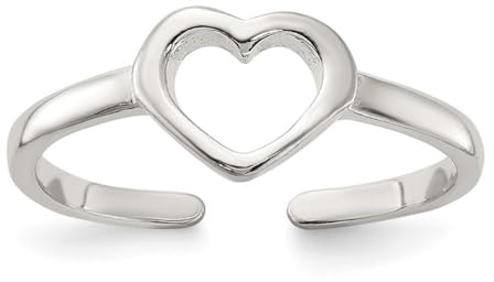 Zehenring aus 925er-Sterlingsilber, poliert, Herz, 1,75 mm breit, Schmuck für Damen, One Size, Metall Silber Sterling Silber, Kein Edelstein