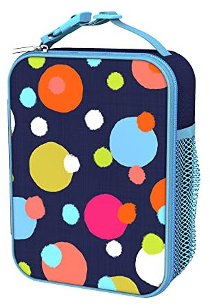 ion8 Premium Lunch-Tasche, 3-Seitiger Reißverschluss, Flaschen-Netztasche, Namensschild, Lebensmittelechte Isolierung, Abwischbar, Waschmaschinenfest, Punkte