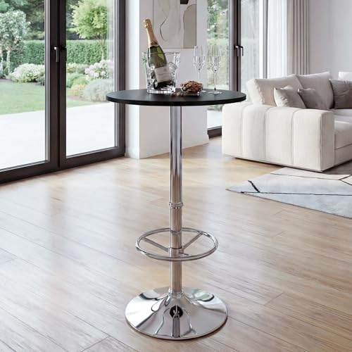Mendler Stehtisch Bari-AM mit Fußablage, Ø60cm - schwarz | Bartisch, Bistrotisch, Empfangstisch