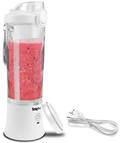 Total Chef Portable Mini USB Blenders Smoothie Maker Cordless Personal Blender 600ml Cup Small Mixer for Protein shake Baby Food Milkshakes Fruit Juice Slushie for Home Office Travel Gym White