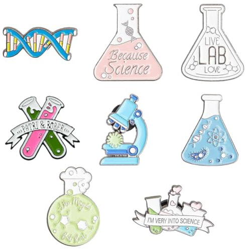 SUNNYCLUE Wissenschaft Metall Emaille Brosche Pins Broschennadeln Broschennadel Emaillierte Pin Wissenschaftsnadeln Wissenschaftliche Pins für die Schmuckherstellung Kleidung Damen Kostüm Zubehör