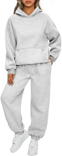 AUTOMET Women 2 Piece Outfits 2026 Plus Size Fall Fashion Airport Travel Pants Lounge Set Leisure Vacation Winter Clothes Sweatsuits Grey L
