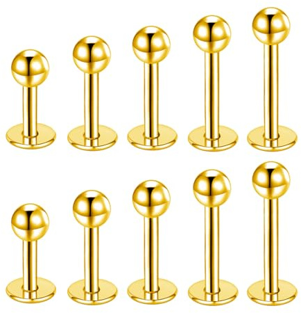 Besyvvin Lippenpiercing Labret Steckers 1,2mm Chirurgenstahl Plastik Piercing Lippe Helix Tragus Monroe Medusa Stecker Schmuck 4-12mm
