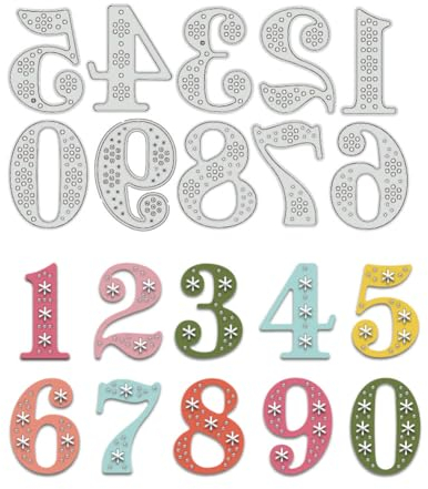 BENECREAT Threading Numbers 0~9 Cutting Dies Stencils, Carbon Steel Die Cuts DIY Craft Embossing Template for Card Making Photo Decorative Paper Scrapbooking, 0.8mm Thick