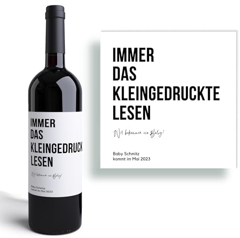 Babyankündigung I Personalisiertes Weinetikett I Wir bekommen ein Baby I Geschenk I Schwangerschaft I Schwangerschaftsverkündung I Geburt