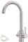 DAYONE Grifo de cocina de 3 vías, grifo de agua potable con 2 palancas, grifo giratorio 360° de acero inoxidable, grifo mezclador 3 en 1 para filtro de agua, grifo de cocina, cepillado