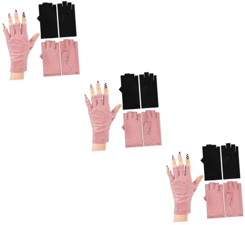 FRCOLOR 6 pares de guantes UV para uñas, guantes de seguridad, guantes de seguridad, guantes de seguridad, guantes para decoración de uñas, guantes de protección UV, guantes anti-negros, guantes de
