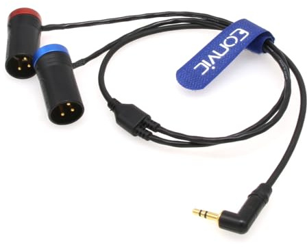 Eonvic 3.5mm Right-Angle TRS to Double Low-Profile XLR 3 Pin Male Y Cable for Rode Wireless GO II Dual Channel Wireless Microphone Receiver with Recorder/Camera