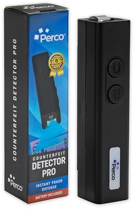 Perco Counterfeit Detector Pro - Portable & Reliable 2in1 Device with UV Light Detection & Magnetic Sensor - Fake US Bill Checker for Personal & Commercial Use - Ensures Authenticity & Prevents Fraud
