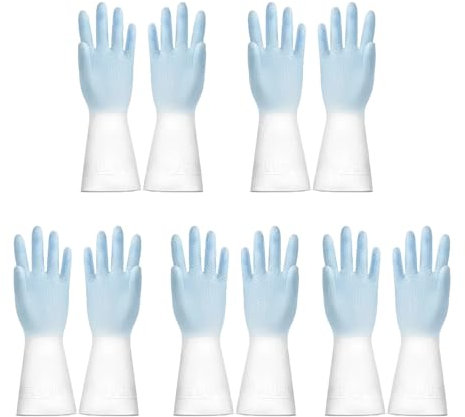 LUNCHS 5 Paare Putzhandschuhe Geeignet für Die Reinigung Von Geschirrspülern Und Dunstabzugshauben Gummihandschuhe Geeignet für Restaurantköche Haushaltshandschuhe(Blau,M)