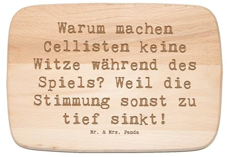 Mr. & Mrs. Panda Frühstücksbrett Spruch Cello Witz Verdorben - Geschenk, Cellisten, Orchester, Küchenbrett, Frühstücksbrettchen, Musiker,