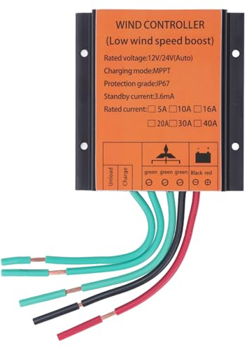 Gearwell Controlador para Aerogenerador 12V 24V, Regulador Universal para Sistemas Industriales de Ventilación