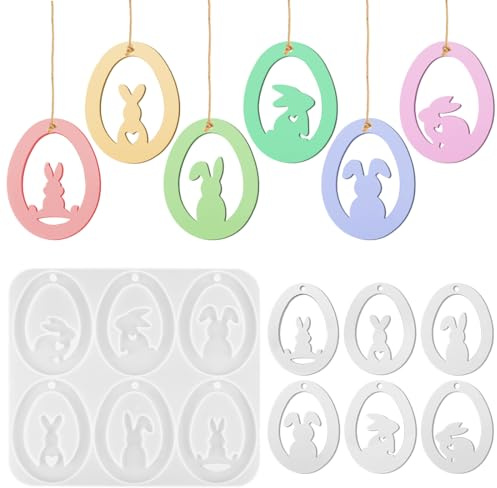 Silikonformen Gießformen Ostern Anhänger, Silikonform Ostereier Anhänger Osterhase Gießformen, Ostern Silikonformen Anhänger, Osterdeko Silikonformen zum Gießen für DIY Ostern Geschenke