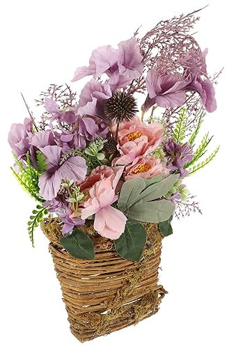 VINTORKY Künstlicher Blumenkorb Mit Dekorative Hängepflanze Für Haustür Und Innenräume Realistische Blumenarrangement Für Frühlings Und Sommerdekoration Für Bauernhaus-Stil Und