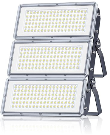 LAMLAMCK 300W Focos LED Exterior - 30000LM Superbrillante Proyector LED Exterior con Transformador, Floodlight Blanco Frío 7000k, IP67 Impermeable Luz Exterior para Garaje, Patio, Estadio, Fábrica