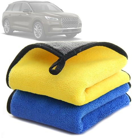Souruud Lot de 2 Chiffons Microfibre Voiture Ultra-Absorbants 500 GSM – Idéal pour Le Nettoyage, Le Lavage et Le Séchage de la Voiture, Moto et Maison – sans Trace, Doux et Réutilisable, 30 x 40 cm
