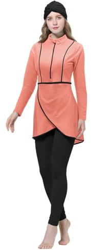 NaLatia Burkini Muslimische Badeanzüge für Damen Modest Bademode 3-teilige muslimische Bademode Full Cover Hijab Burkini Badeanzug Plus Size Burkini Islamischer Badeanzug Badeanzug mit Langen Ärmeln