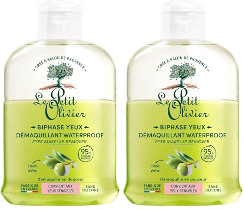 LE PETIT OLIVIER - Démaquillant Yeux Waterproof - Extrait D'Olive - Démaquille En Douceur - Convient Aux Yeux Sensibles - 98% D'Origine Naturelle - Sans Silicone - Fabriqué en France - 125 ml