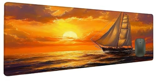 Mauspad XXL 1200x600mm Sonnenuntergang Mousepad Groß Schreibtischunterlage Meer, Gaming Mauspad Gadgets Schreibtisch Zubehör, Wasserdicht Mouse Pad Rutschfeste Vernähte Kanten Verbessert Präzision Y-2