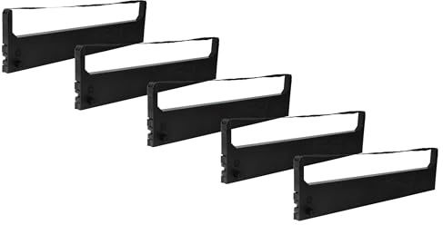 vhbw 5 x färgband kompatibelt med Citizen SWIFT 240 C, SWIFT 24, SWIFT 240, SWIFT 224 matrisskrivare - svart