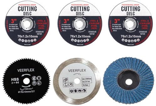 6PCS 76mm Cutting Disc, Angle Grinder Discs, Cutting Discs for Metal, Stone, Wood, Plastic, Grinding Discs for Angle Grinder, 76mm Grinder Blades for DIY and Professional Use