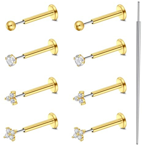 MODRSA Piercing Öronpiercing för kvinnor, läpppiercing: Helix 20G Silber Pierc Ohr Innehåller Smyckesverktyg
