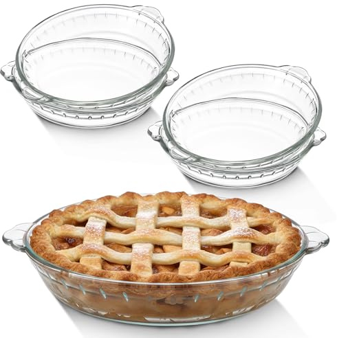 Uiifan 4 Packs 7.5 Inches Mini Glass Pie Pan for Baking Clear Pie Plate with Handles Round Glass Dish for Baking and Serving, Snacks, Salads, Desserts