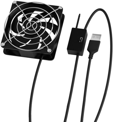 Ventilador de refrigeración USB con detección automática de temperatura, termostato ajustable de 3 velocidades de 8 cm, para consola de juegos de router, reducción de calor, ventilador de consola de