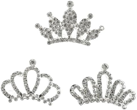 HONITANO Lot de 3 Peignes à Diadèmes en Strass pour Filles, Taille Petite, Accessoire Coiffure Décoratif, Adapté pour Anniversaires et Fêtes, Diadèmes pour Garçon et Plusieurs styles