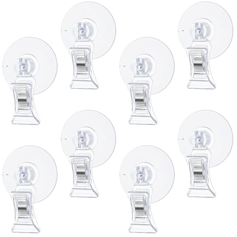 LLOUSSAK 8Pcs Transparent Aquarium Suction Cups with Clips, Plastic Fish Feeding Tool, Plant Holder for Fish Tank, Underwater Fishes Feeder Accessories, Fishes Tank Accessories