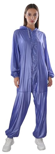 MSemis Damen Herren Wasserdichter Ganzkörper Overalls Regenmantel mit Kapuze Jumpsuit Regenschutz Arbeitskleidung