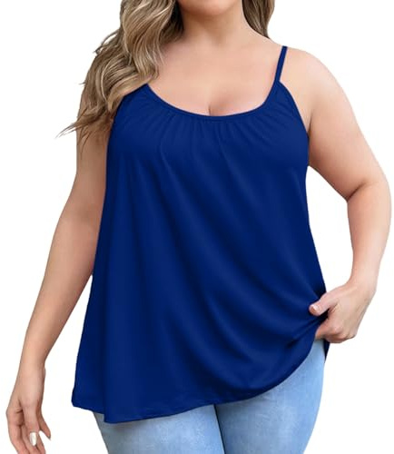Générique Débardeur avec Soutien Gorge Intégré Ample Grande Taille Caraco Respirant Leger À La Mode Portable Tank Top pour Ete Quotidien, Sport et Loisirs