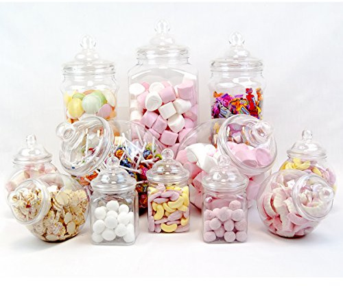 12 EMPTY Jar Retro Pick & Mix Victorian Sweet Shop Candy Buffet Kit Party Pack