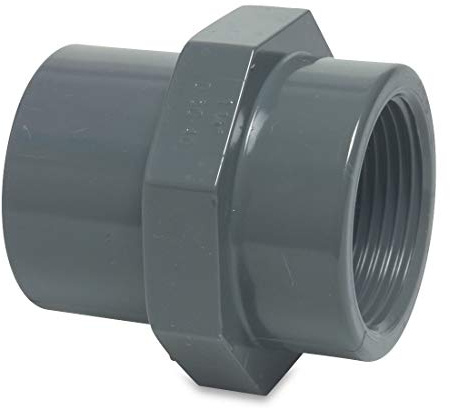 Mega 0100266 - Gewindemuffe PVC-U 50/63 mm x 2 Zoll Klebemuffe/Klebestutzen x Innengewinde 10 bar Grau