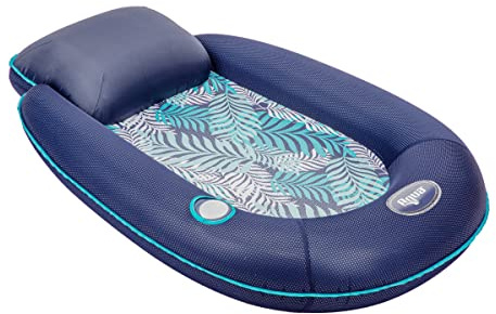 New Aqua Easy Comfort Pool Chair Float and Lounge with Cup Holder – Blue Fern