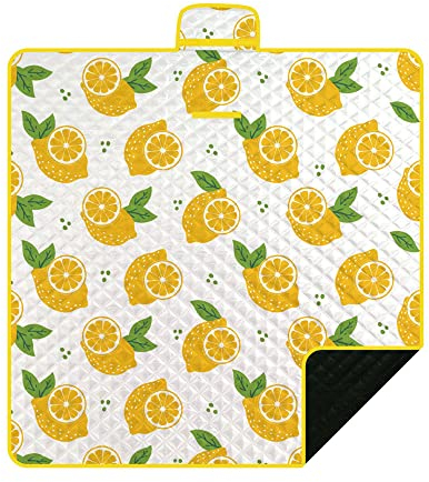 DOTBUY-SHOP Picknickdecke Wasserdicht, Campingdecke Kinder Stranddecke Maschinenwaschbar Faltbar Picknickmatte, für Outdoor Garten,Strand, Campen, Wandern und Ausflüge (200x300CM,Zitrone)