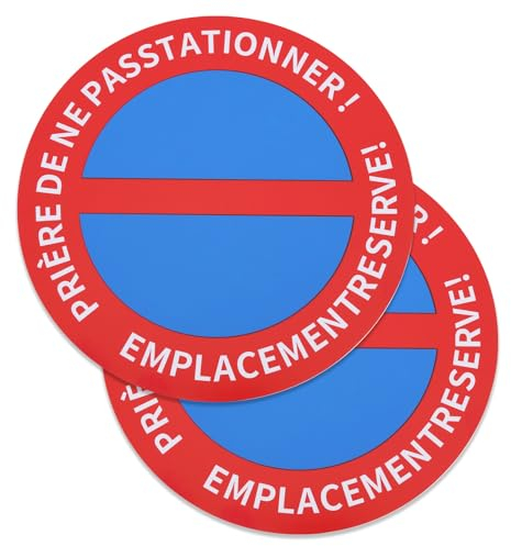 EMSea 2 Stück Parkverbot Reservierter Standort“ Schilder Wasserdichte und Langlebige Schilder mit der Französischen Aufschrift ''PRIÈRE DE NE PAS STATIONNER!'' PVC-Plattengröße 19.5x19.5cm