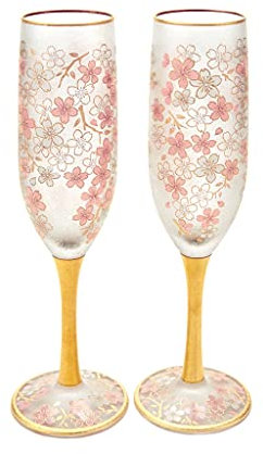 GLigeT Champagnerkelche Kirschblütenreben, eingelegte goldene Champagnergläser, Zuhause, Rotwein, Rotweingläser, Hochzeit, Geburtstag, Familienfeier Schaumweingläser